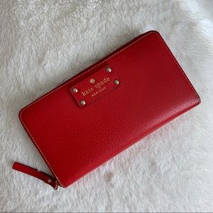 Kate Spade Red Leather Wallet - 3 compartments